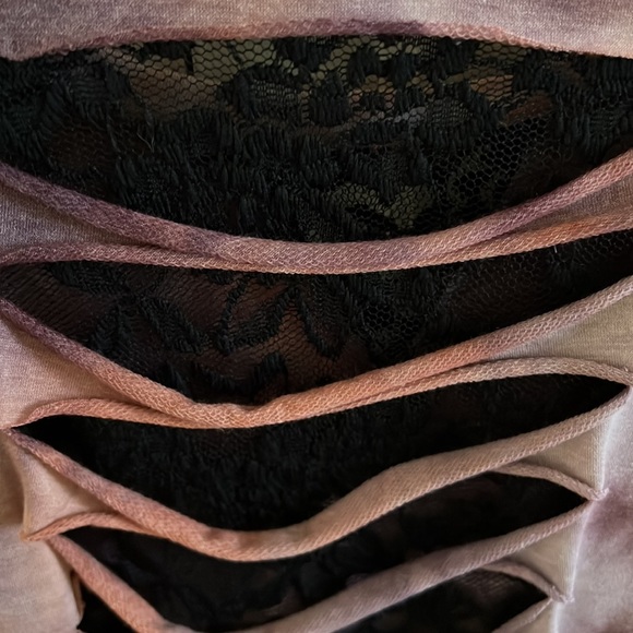 Purple Tye Dye w black lace slashed back cut outs PS Kate Sz Medium - Picture 3 of 5